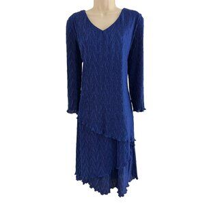 Connected Apparel Dark Blue Bodre Tiered Dress Size 14 Wedding Evening Party‎